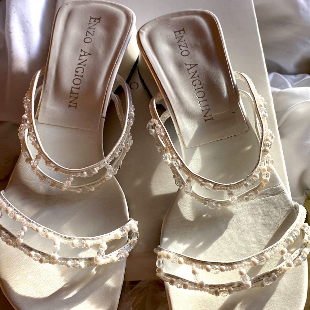 White Beaded slip on Elegant Enzo Angiolini